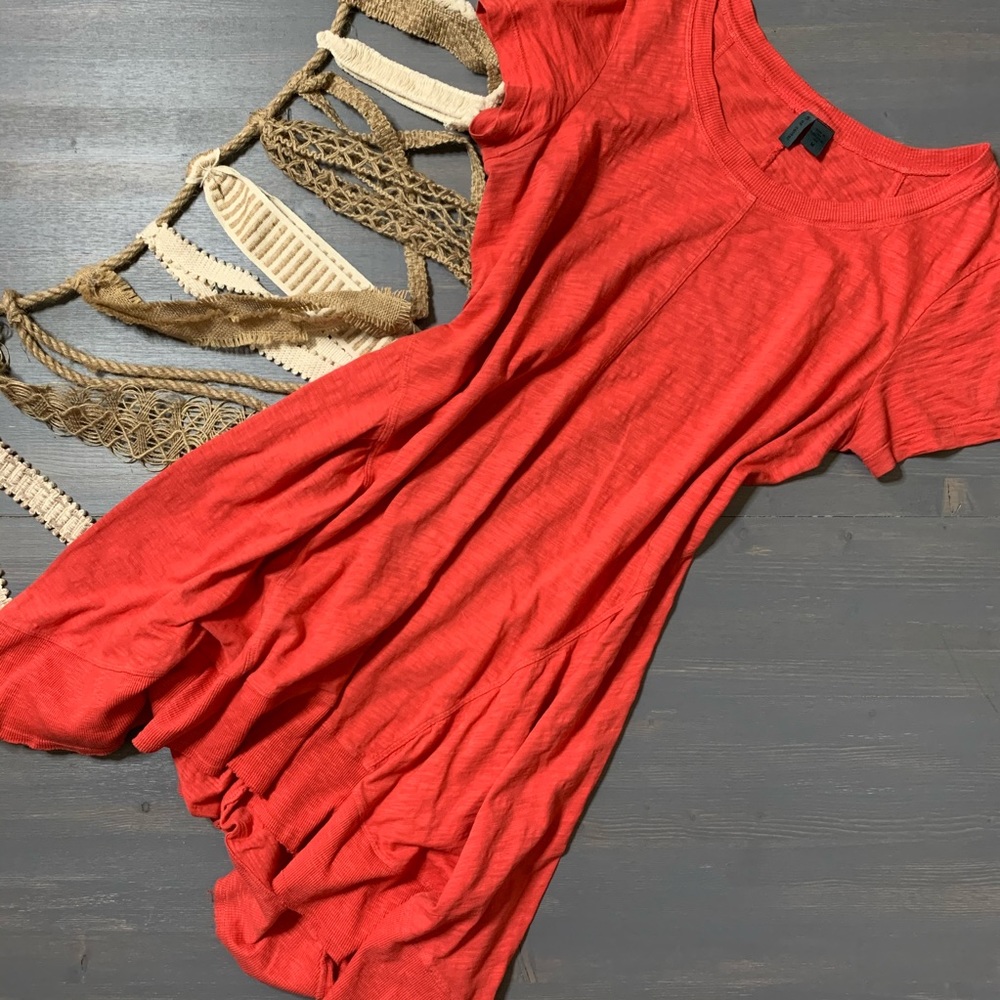 Anthropologie Left Of Center Coral High Low T Shirt Dress